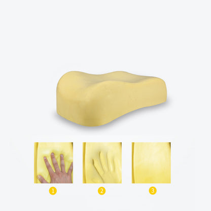 Car Armrest Box Pad demonstrating comfort and cushioning for driving, with hand impressions showing soft material.