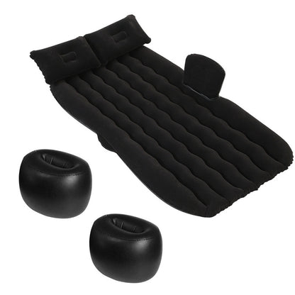 Wave-Shaped Inflatable Car Bed with two inflatable pillows and head support for travel comfort.