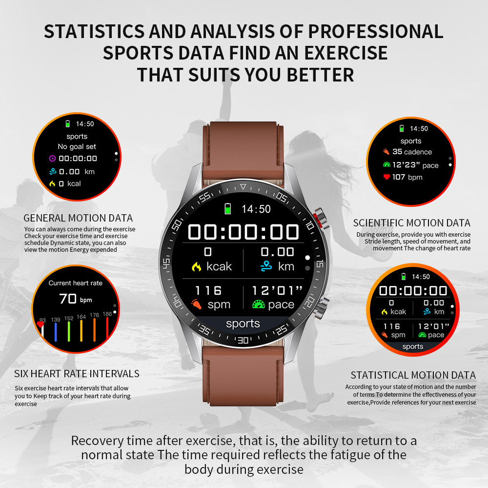 Fashionable Steel Band Business Sports Health Monitoring Bluetooth Watch