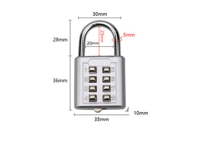 Digital Key Combination Lock Small Mini U-shaped Combination Lock